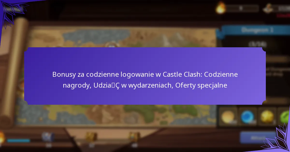 Bonusy za codzienne logowanie w Castle Clash: Codzienne nagrody, Udział w wydarzeniach, Oferty specjalne