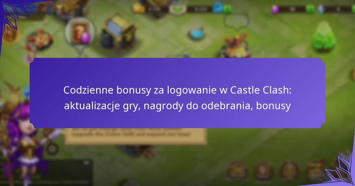 Codzienne bonusy za logowanie w Castle Clash: aktualizacje gry, nagrody do odebrania, bonusy