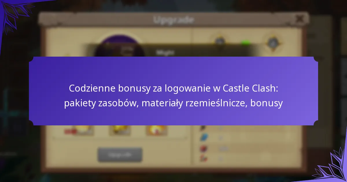 Codzienne bonusy za logowanie w Castle Clash: pakiety zasobów, materiały rzemieślnicze, bonusy