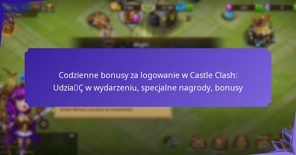Codzienne bonusy za logowanie w Castle Clash: Udział w wydarzeniu, specjalne nagrody, bonusy