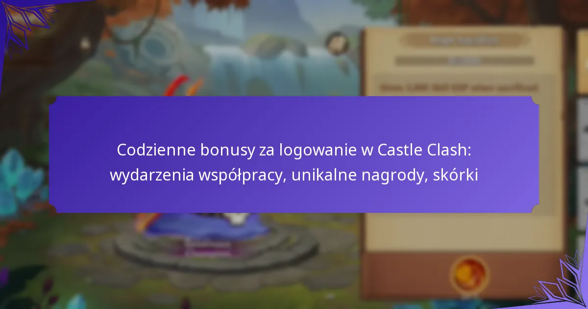 Codzienne bonusy za logowanie w Castle Clash: wydarzenia współpracy, unikalne nagrody, skórki