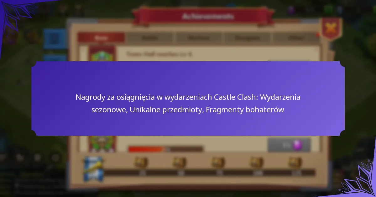 Nagrody za osiągnięcia w wydarzeniach Castle Clash: Wydarzenia sezonowe, Unikalne przedmioty, Fragmenty bohaterów