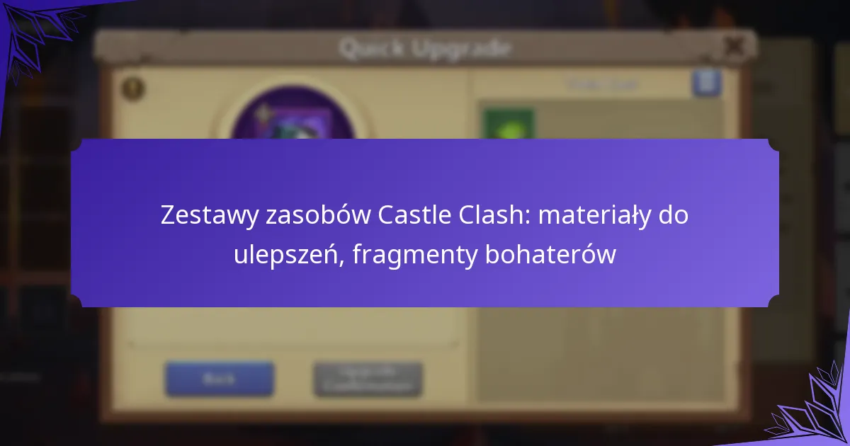 Zestawy zasobów Castle Clash: materiały do ulepszeń, fragmenty bohaterów
