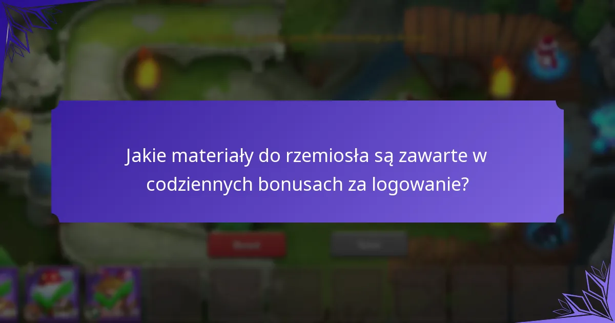 Jakie materiały do rzemiosła są zawarte w codziennych bonusach za logowanie?